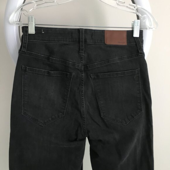MADEWELL 5 Pocket Black Wash Curvy High Rise Raw Hem Distressed Skinny Jeans - Picture 13 of 14